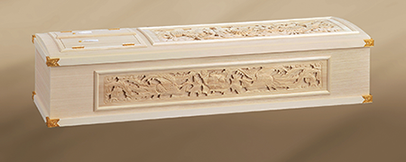 桐棺 SCR3面彫刻袴金具付